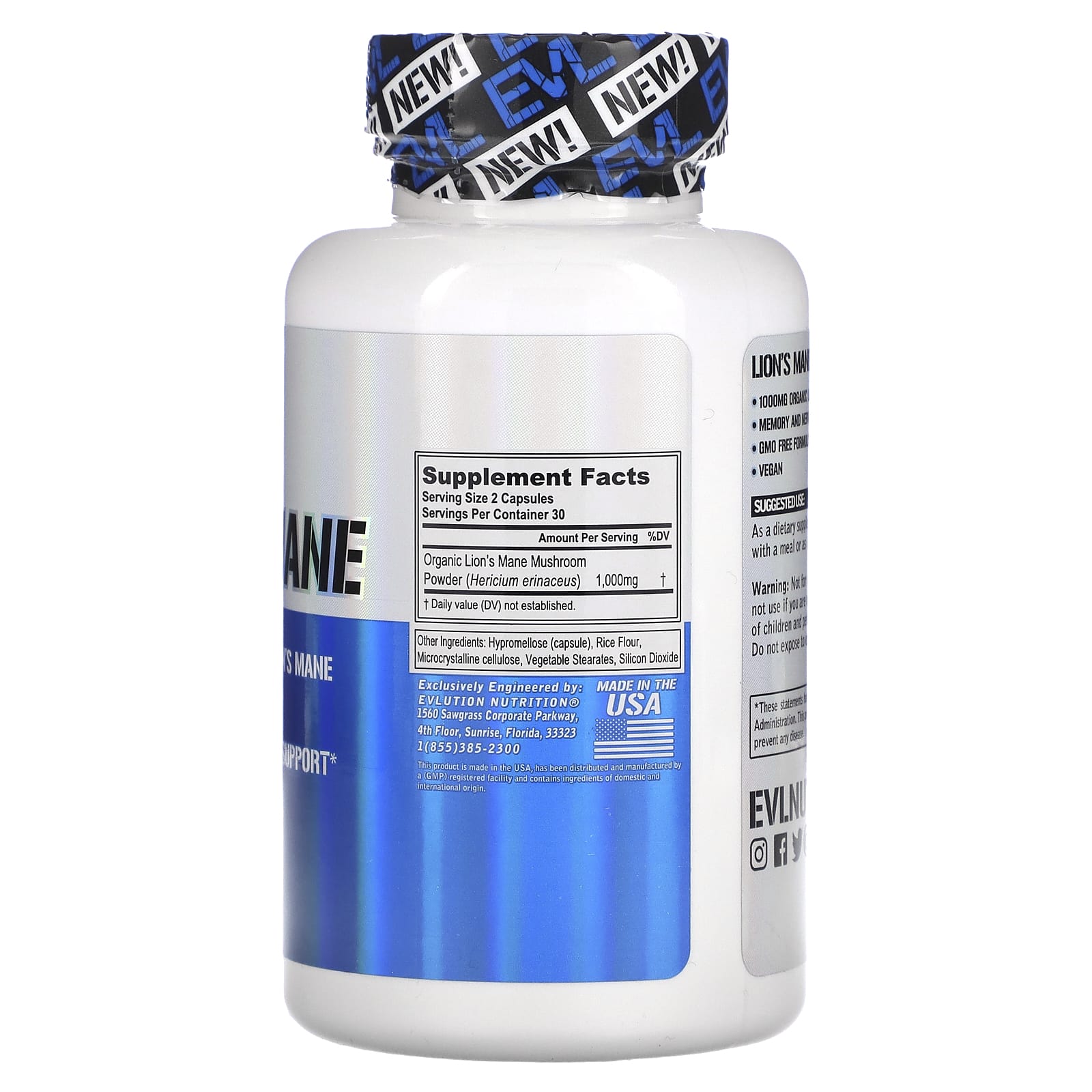 EVL Lion's Mane, 60 Capsules General EVL NUTRITION 