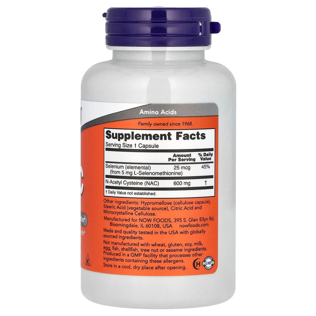 NOW NAC With Selenium 600mg, 100 Capsules General NOW 