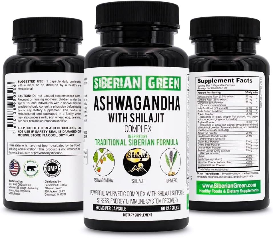 Siberian Ashwagandha with Altai Shilajit & Turmeric Ayurvedic Complex 60 Capsules General Not specified 