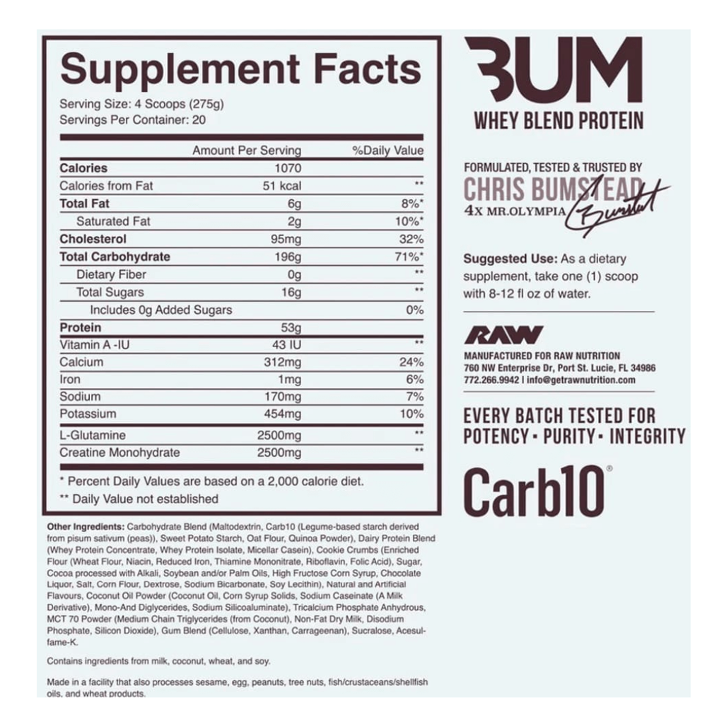 CBUM Mass Gainer by RAW Nutrition.