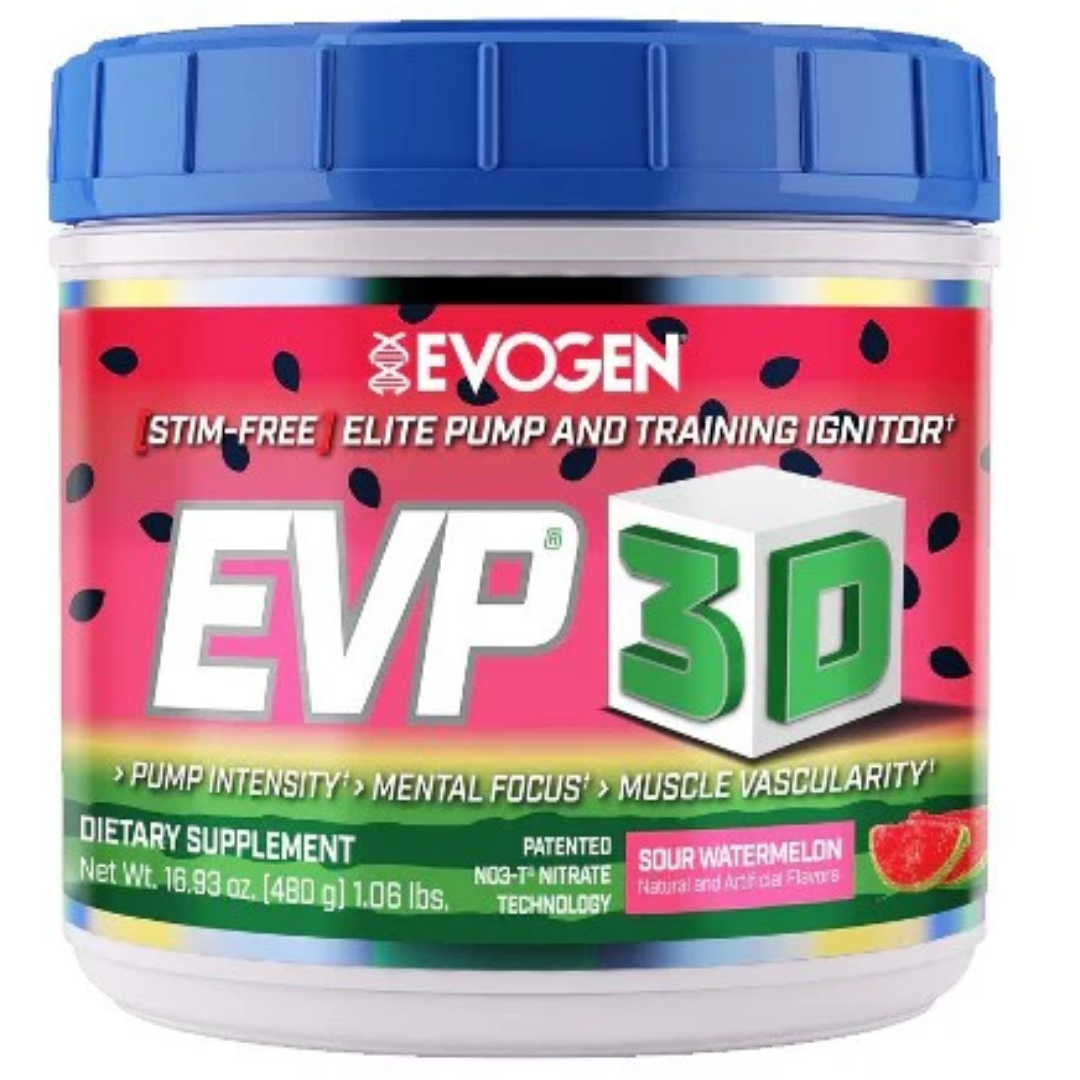 EVP 3D Stim-Free Pre-Workout Sour Watermelon by Evogen stimulant free pre workout powder
