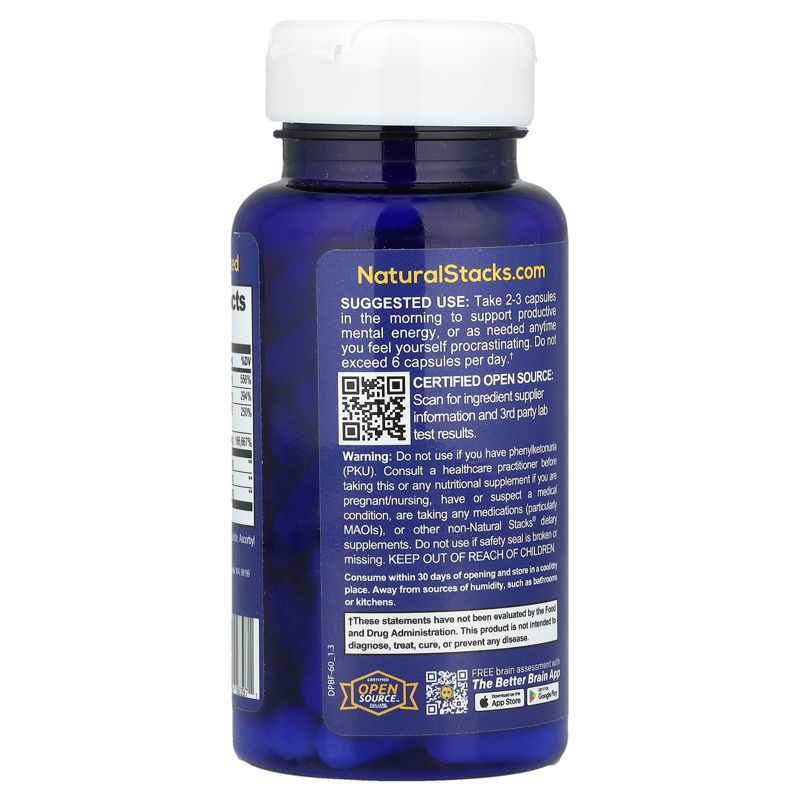 Natural Stacks Dopamine Brain Food™, 60 Vegan Capsules, 3 of 5
