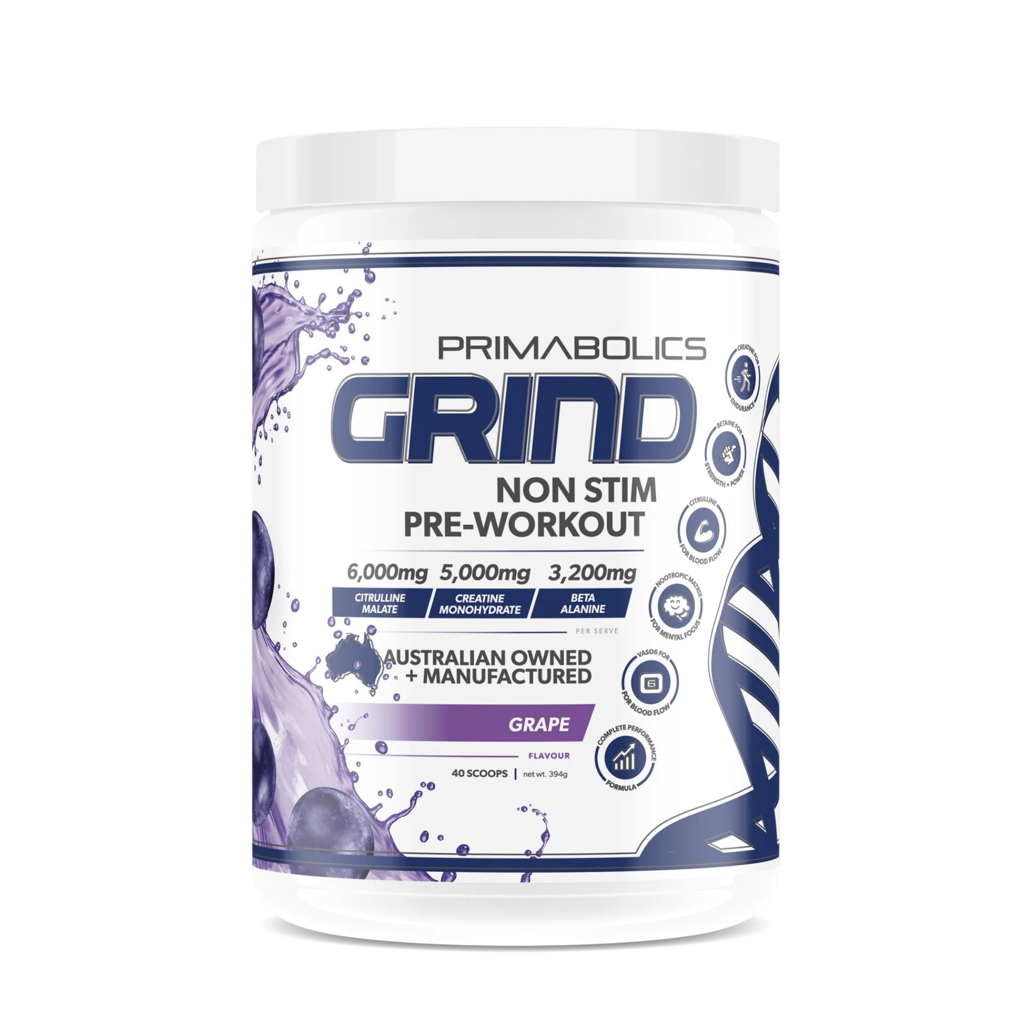 Grind Non Stim Pre Workout by Primabolics PRE WORKOUT Primabolics Grape 