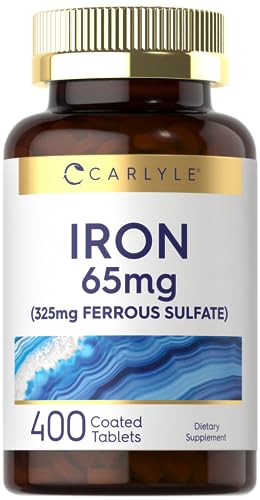 Iron Ferrous Sulfate 65 Mg 400 Non Gmo Gluten Free And Vegetarian Supplement High Potency By Carlyle – Gentle Iron Energy Support – BuyProteinOnline