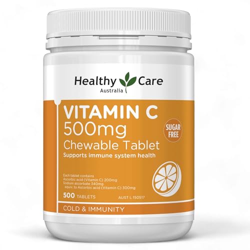 Healthy Care Vitamin C 500mg – Sugar-Free Chewable Vitamin C for Immune Support, Cold Relief & Daily Wellness – BuyProteinOnline