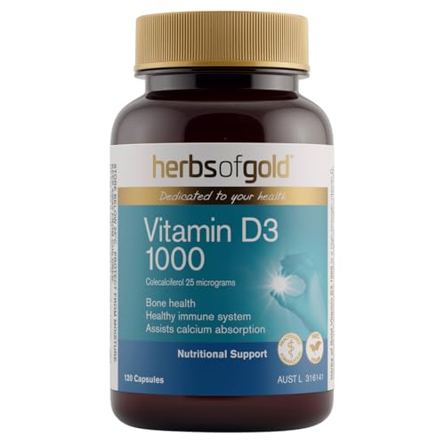 Herbs of Gold Vitamin D3 1000IU – Supports Bone Health, Immune System & Calcium Absorption – BuyProteinOnline