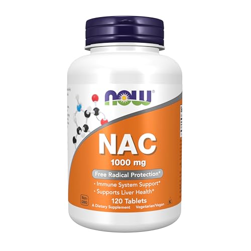NOW N-Acetyl Cysteine NAC 1000 mg Antioxidant Support Supplement Front Bottle View