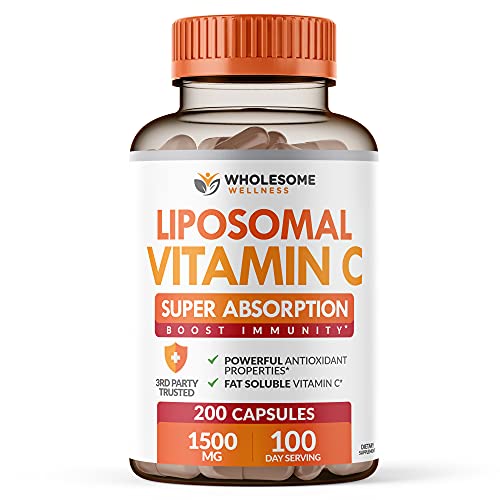Wholesome Wellness Liposomal Vitamin C 200 1500MG Natural High Absorption Ascorbic Acid Supports Immune System And Collagen Booster Powerful Antioxidant High Dose Fat Soluble Supplement Lypo Spheric – Immune Support & Collagen – BuyProteinOnline